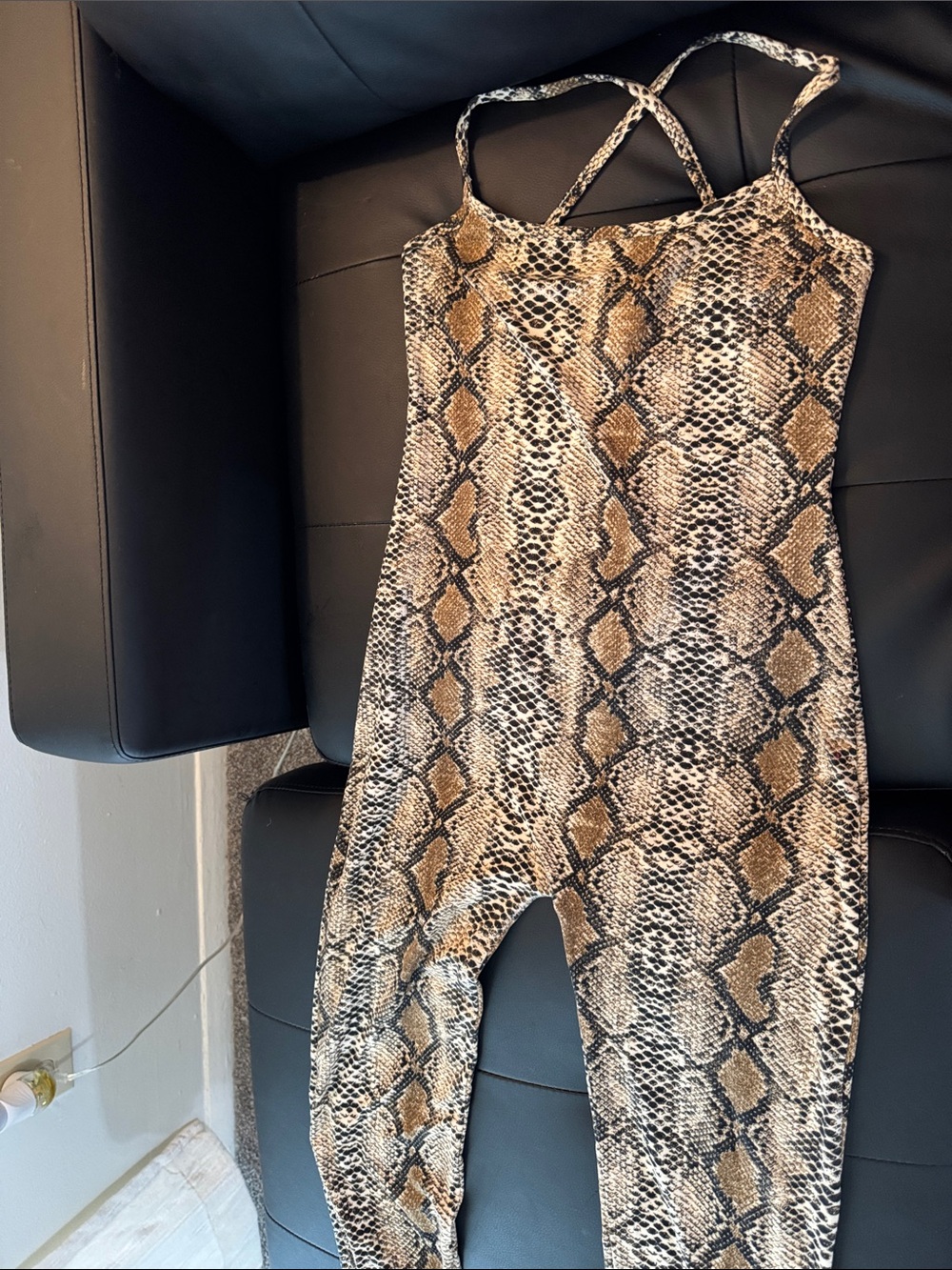 Daisy Snake Print Jumpsuit in Brown and Black